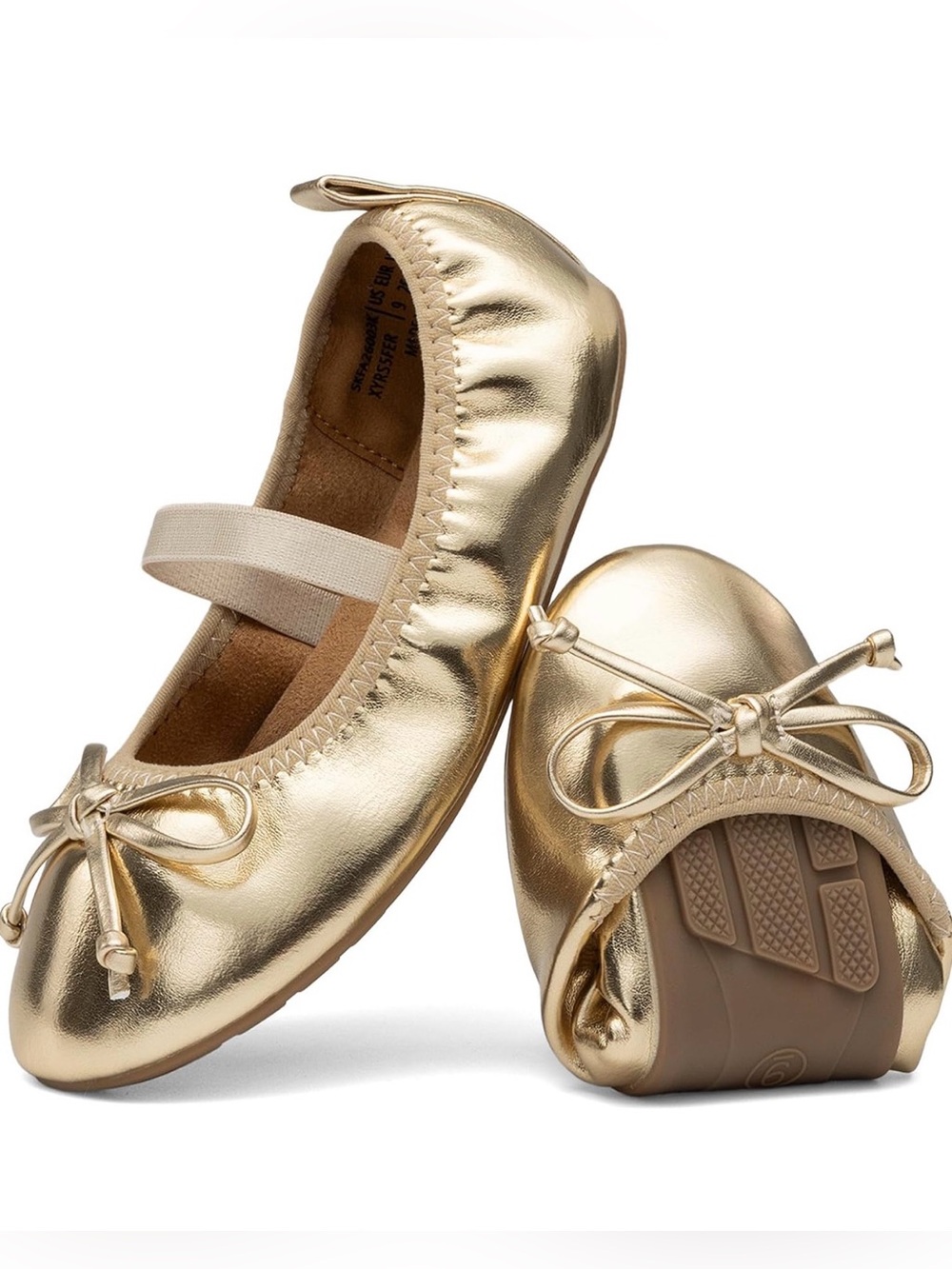 Dream Pairs Toddler Metallic Gold Ballet Flats with Bow, size 6